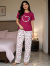 STRABERRY HEART DARK PINK PJ SUIT