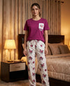 Mehroon Pocket Flower PJ Suit