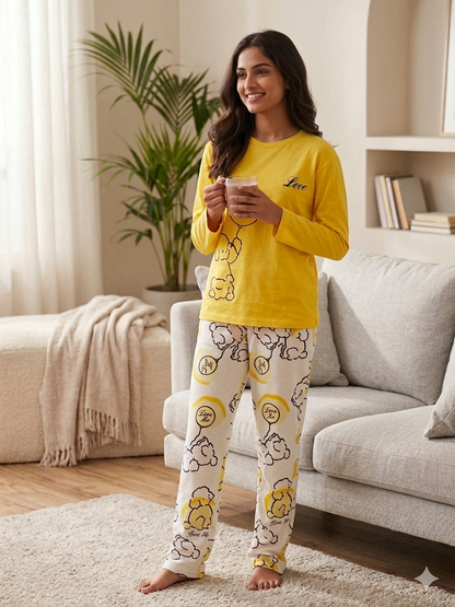 Yellow Love Soft cotton PJ Suit