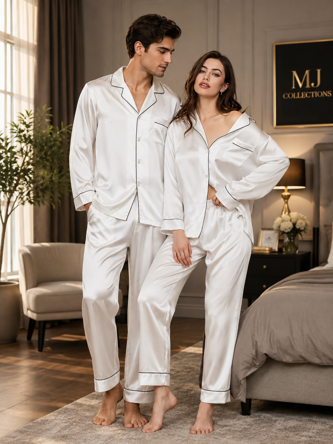 COUPLE SILK NIGHT SUIT — His &amp; Her Matching Set