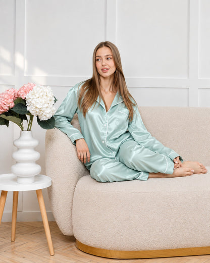 Aqua Cream Plain Silk Suit – Baggy Trouser — MJ Collections