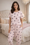 Heart pattren pink printed PJ Suit