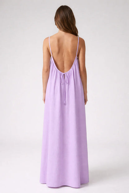 STUNNING BACKLESS MAXI DRESS LILAC