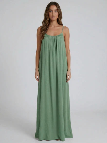 STUNNING BACKLESS MAXI DRESS - GREEN