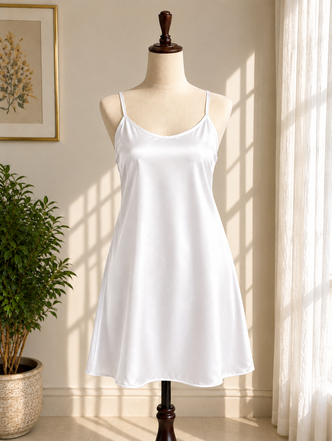 White Silky Nightgown