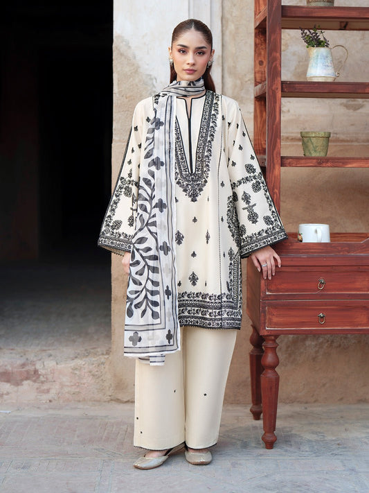 Ivory & Black Embroidered Lawn Co-Ord Set 2 Piece – MJ Collections
