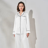 PLAIN SILK NIGHT SUIT - WHITE (Baggy trouser)